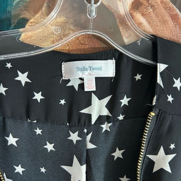 Stella Tweed Black Starry Blouse Size Medium - Picture 7 of 16